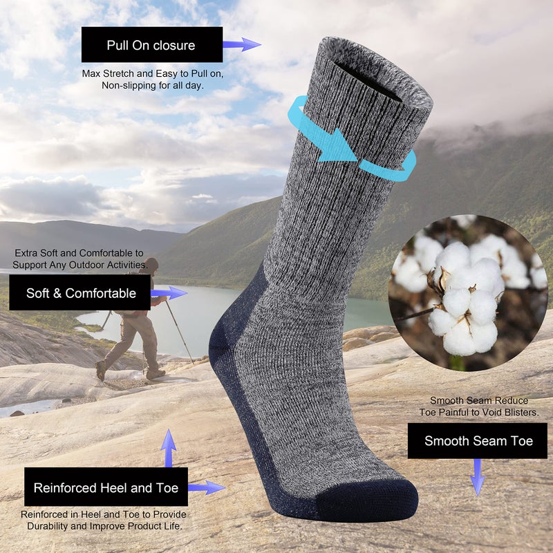 Ortis Cotton Moisture Wicking Work Athletic Cushion Crew Socks for Men 10 Pack(Navy Blue XL), 13 - 15 - Image 3